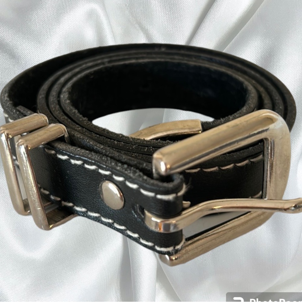 BELT black faux leather belt approx 37 inches long